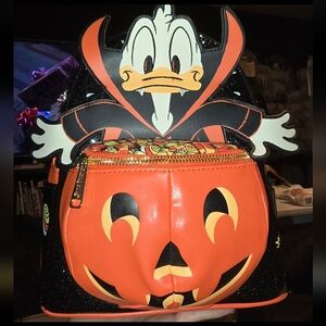 Brand New! Loungefly Disney Donald Duck Pumpkin Mini Backpack